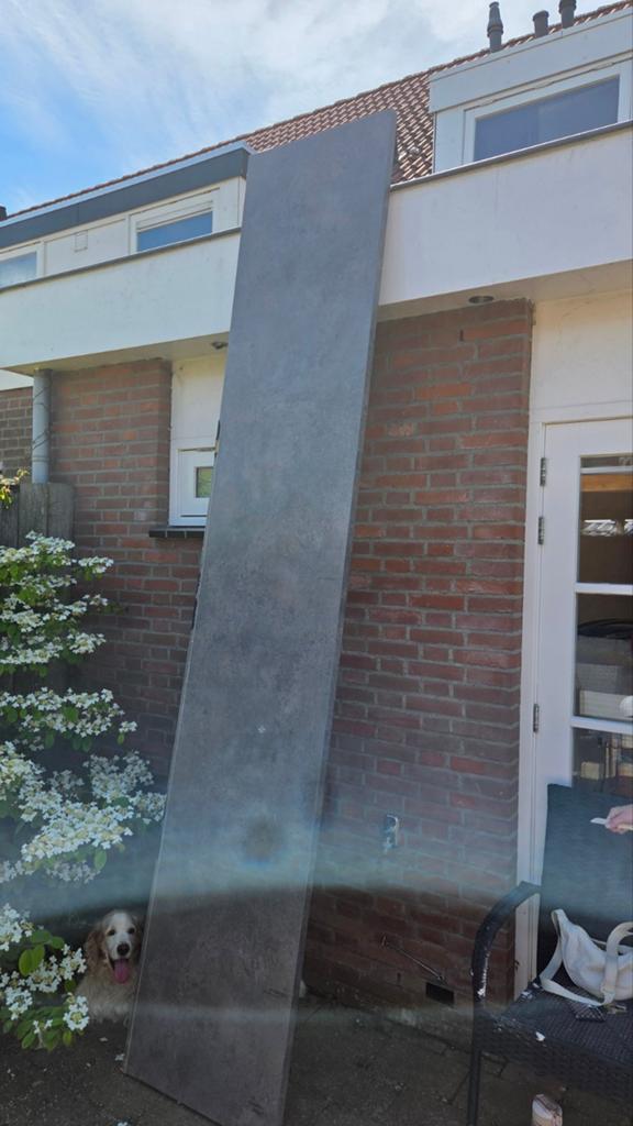 3-delig keukenblad met wasbak en nispaneel, Ophalen