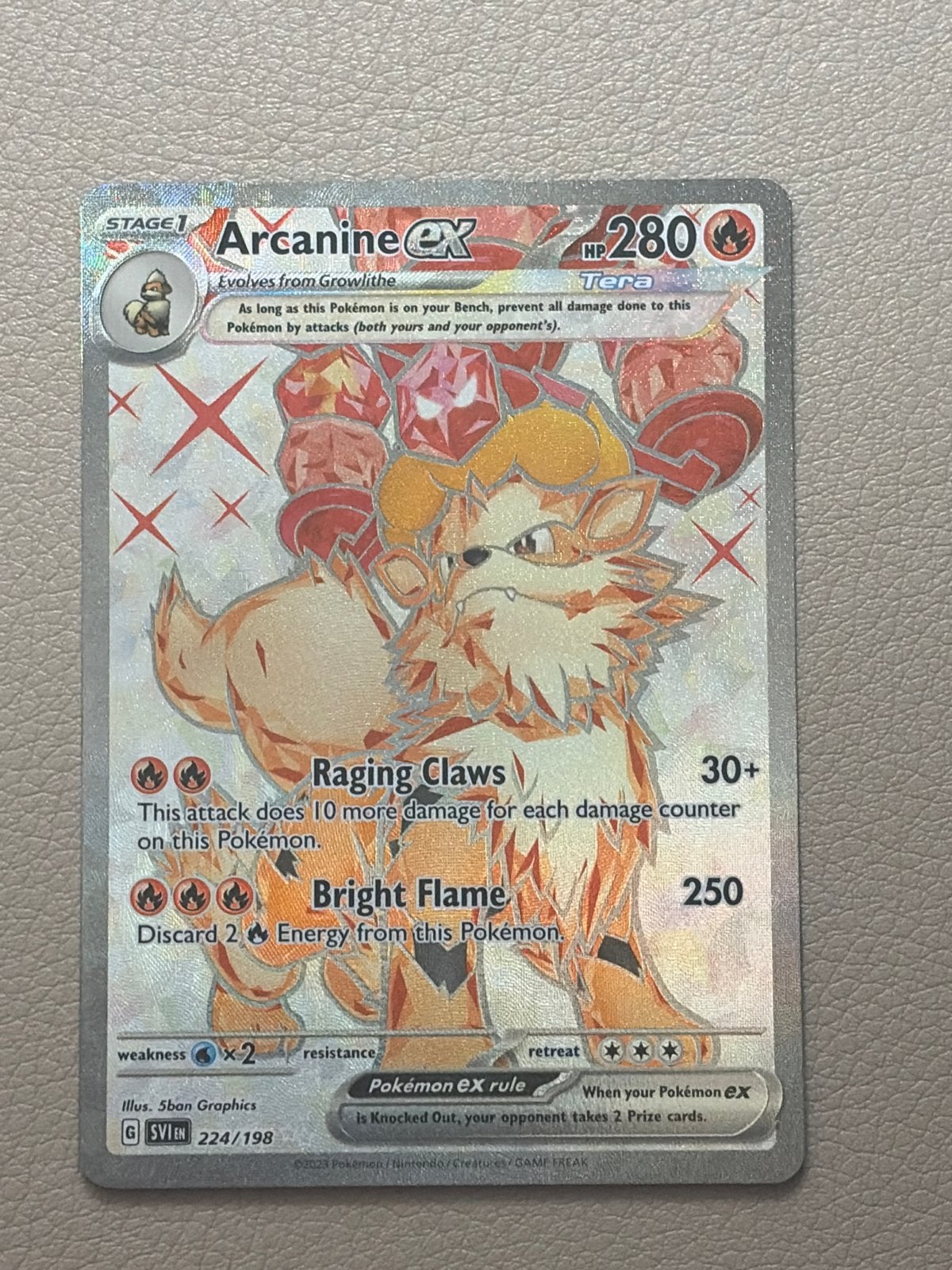 Arcanine ex 224/198 Scarlet & Violet Base Set, Ophalen of Verzenden, Zo goed als nieuw, Losse kaart, Foil