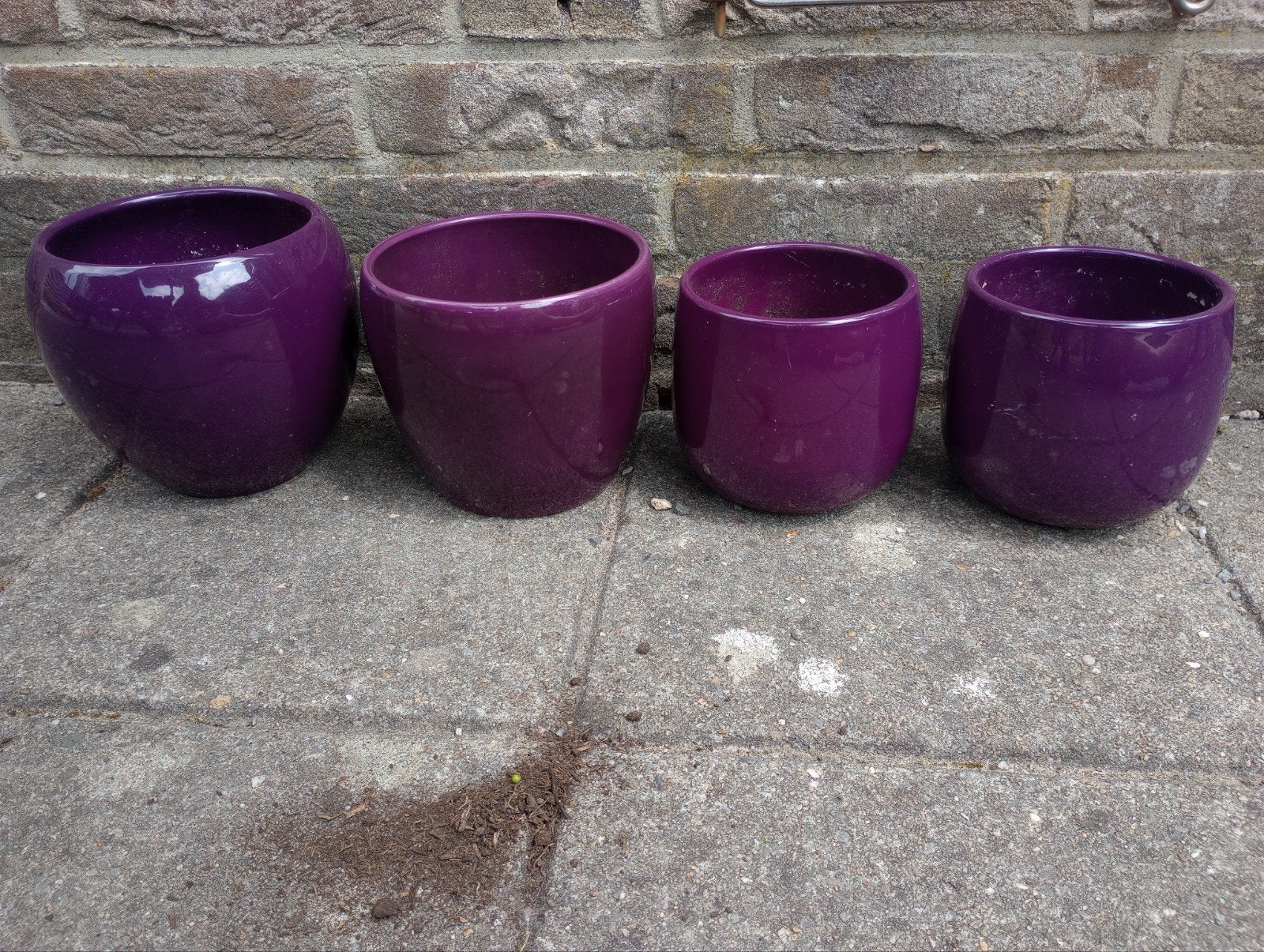 Set van 4 paarse bloempotten, Tuin en Terras, Bloempotten, Ophalen
