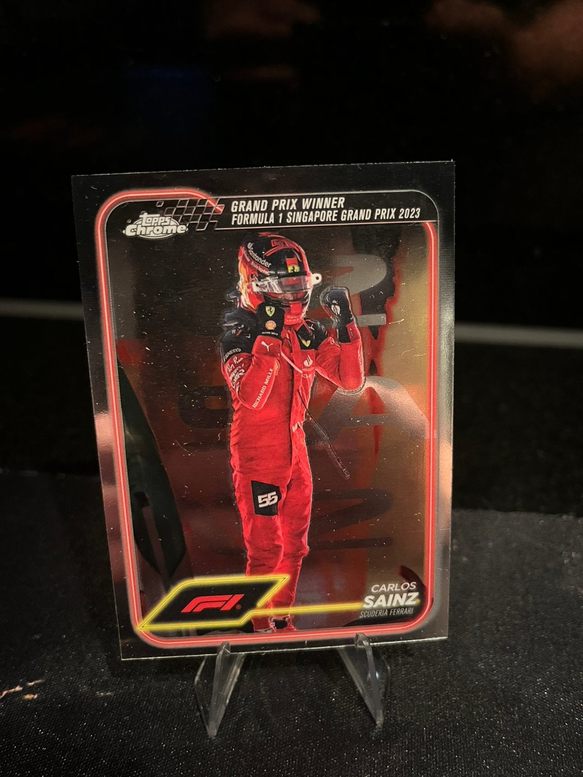 Topps Chrome F1 Carlos Sainz Singapore GP Winner 2023, Hobby en Vrije tijd, Ophalen of Verzenden, Zo goed als nieuw, Plaatje