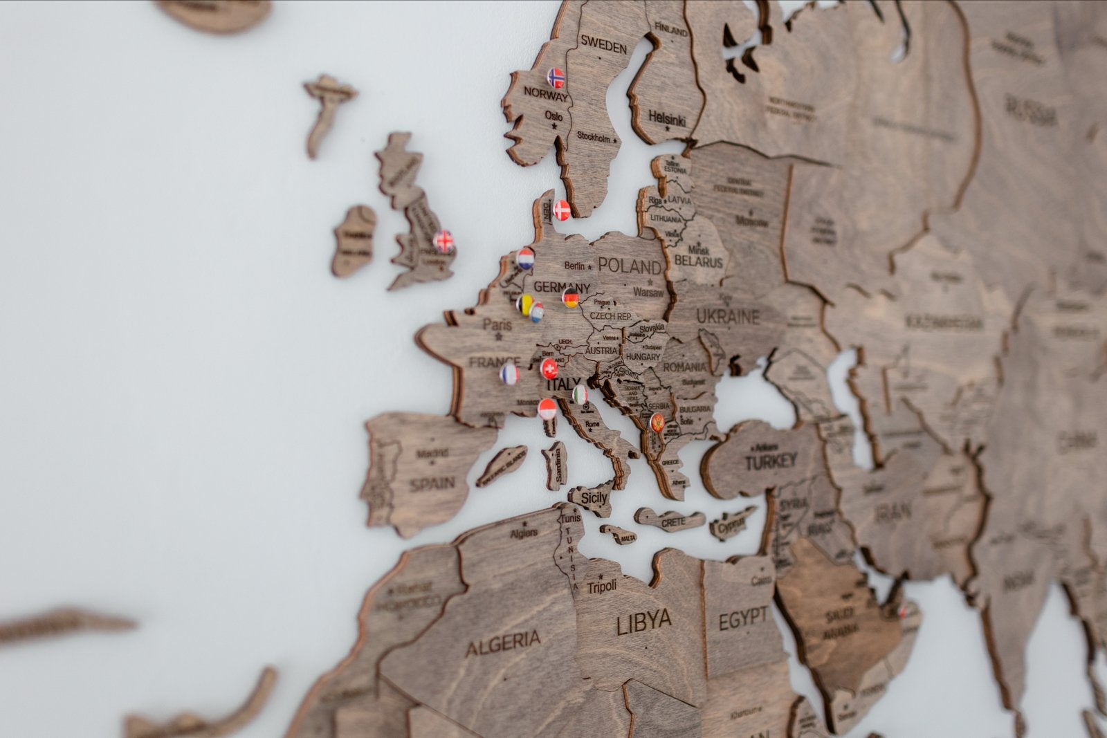 3D Houten Wereldkaart - Enjoy The Wood, Gebruikt, Hout, Ophalen of Verzenden, Bruin