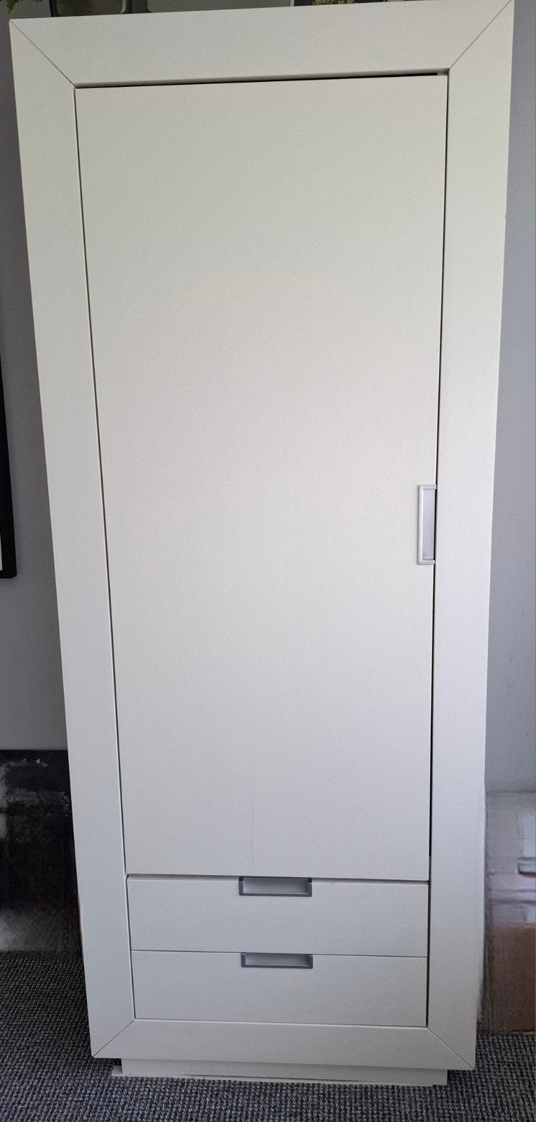 Witte kast met planken en 2 lades, Ophalen, Gebruikt, Met deur(en), 50 tot 100 cm