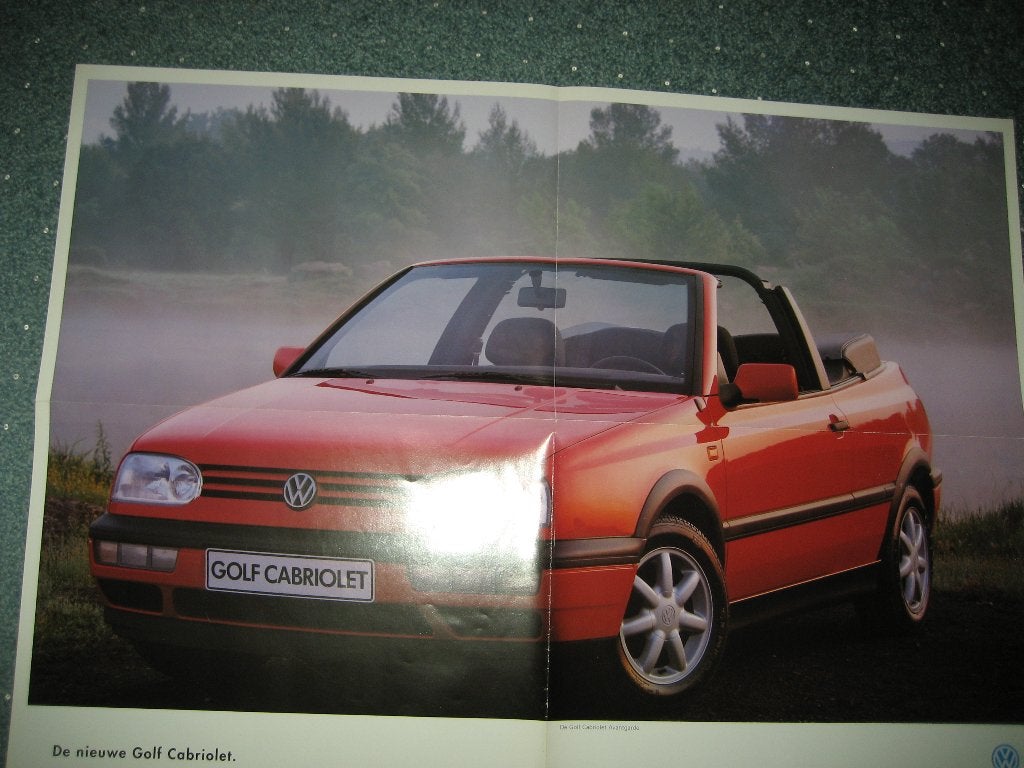 VW Volkswagen Golf Cabriolet 1994 folder poster prijslijst, Ophalen, Zo goed als nieuw, Volkswagen