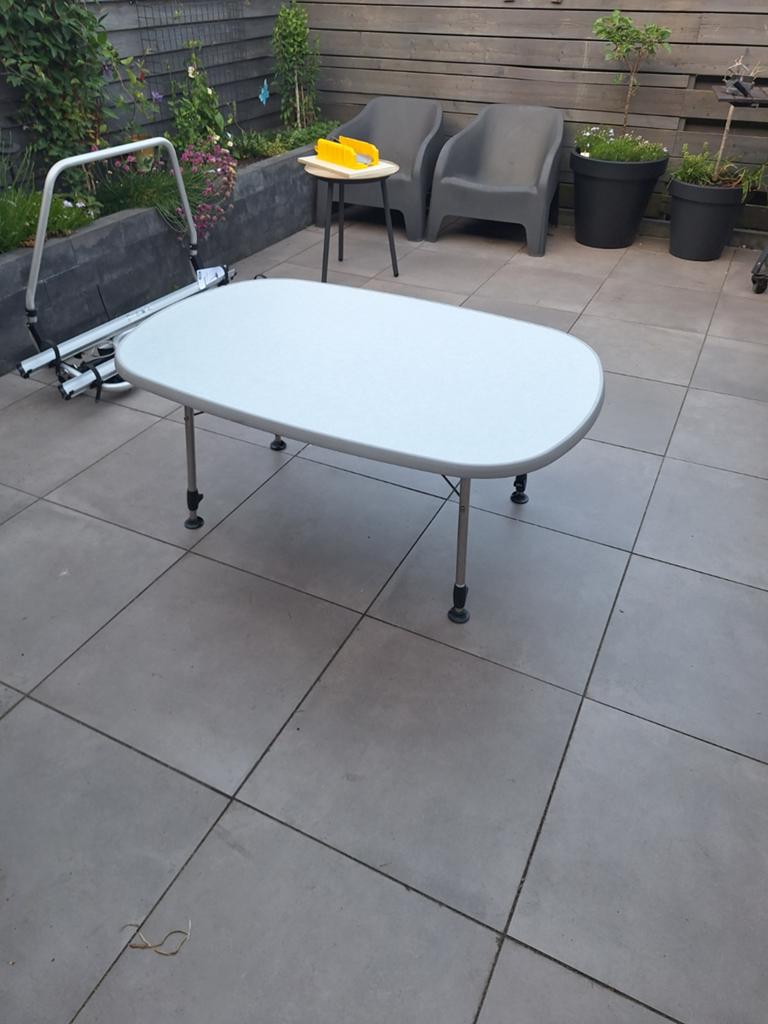Ducdalf Campingtafel 130x90cm, in hoogte verstelbaar, Caravans en Kamperen, Kampeermeubelen, Ophalen, Gebruikt, Campingtafel