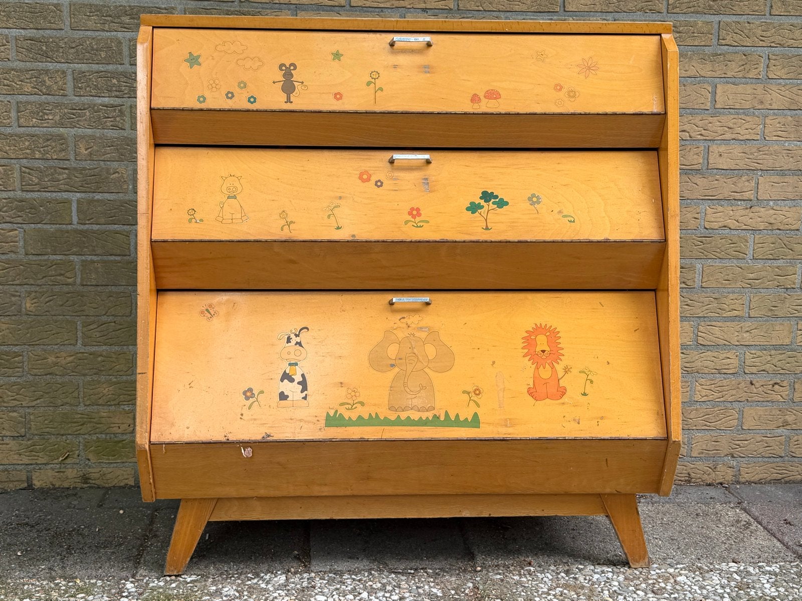 Vintage Kinderkast met Dierenprint - Jaren '60 Speelgoedkast, Ophalen, Gebruikt