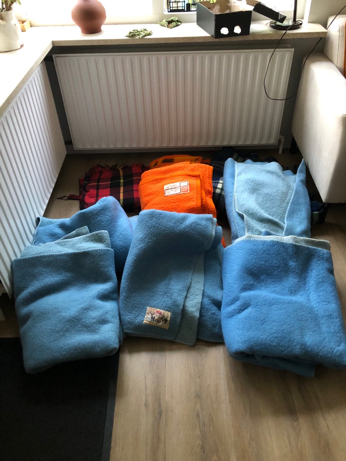 Diverse dekens en plaids: wol, acryl. Aabe, Hema, Ophalen, Gebruikt, Plaid, Wasbaar