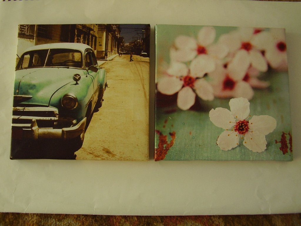 zeefdruk schilderijauto bloembuick verzamelen decoratie, Antiek en Kunst, Origineel, Zeefdruk, Overige onderwerpen, Ophalen of Verzenden