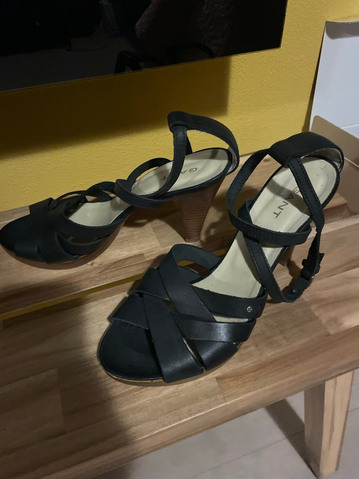 Gant sandalen met hoge hak, zwart, maat 41, 10 cm hak, Ophalen of Verzenden, Zo goed als nieuw, Zwart, Sandalen of Muiltjes