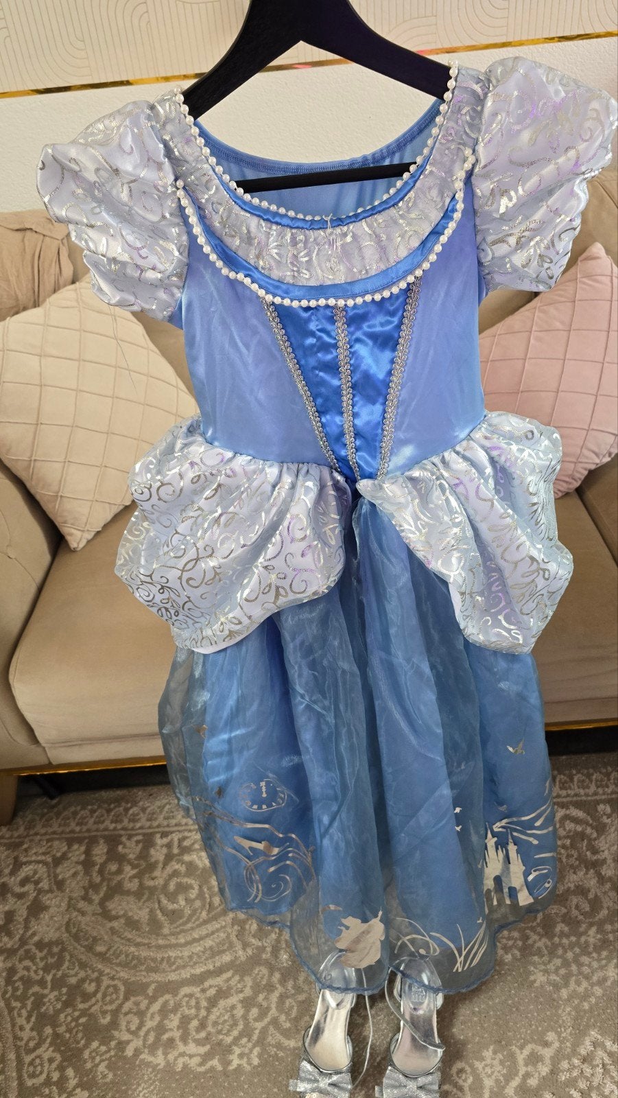 Disney Assepoester verkleedjurk met schoenen, maat 128, Ophalen of Verzenden