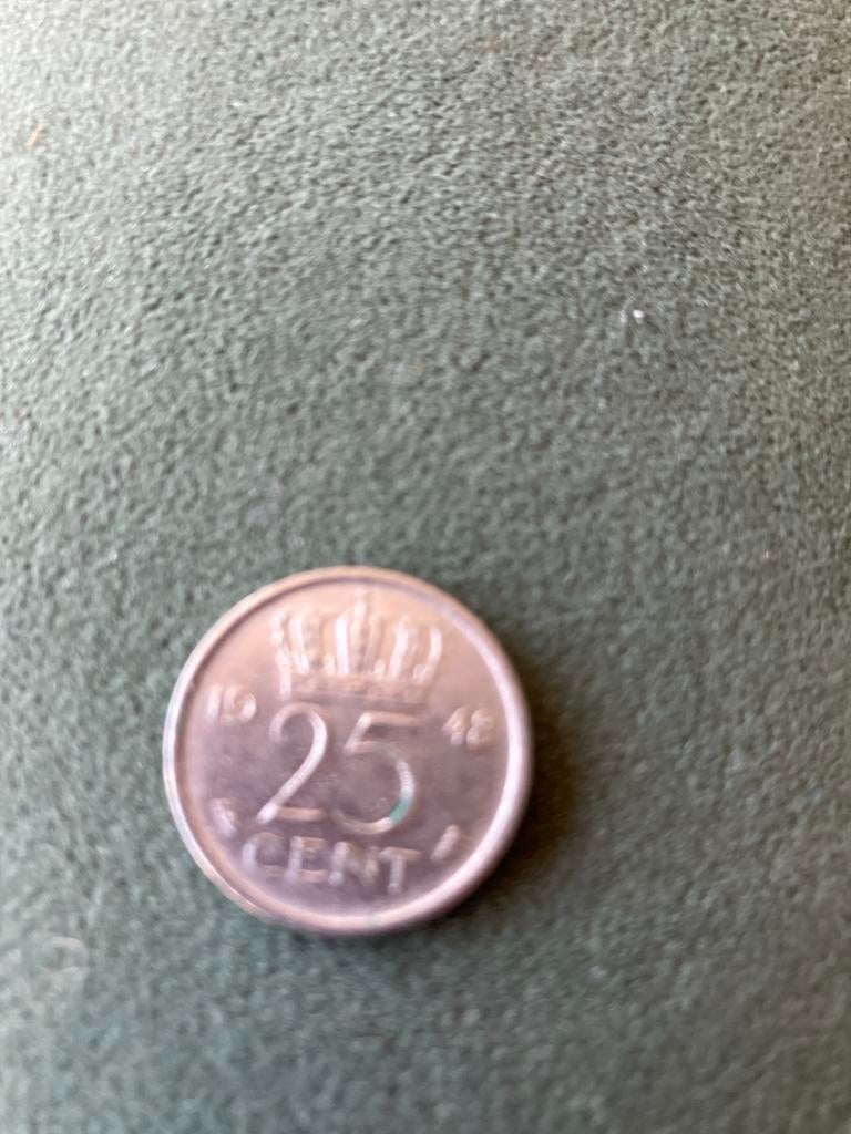 Kwartje 1948 Wilhelmina -, Zilver, 25 cent, Ophalen of Verzenden, Koningin Wilhelmina