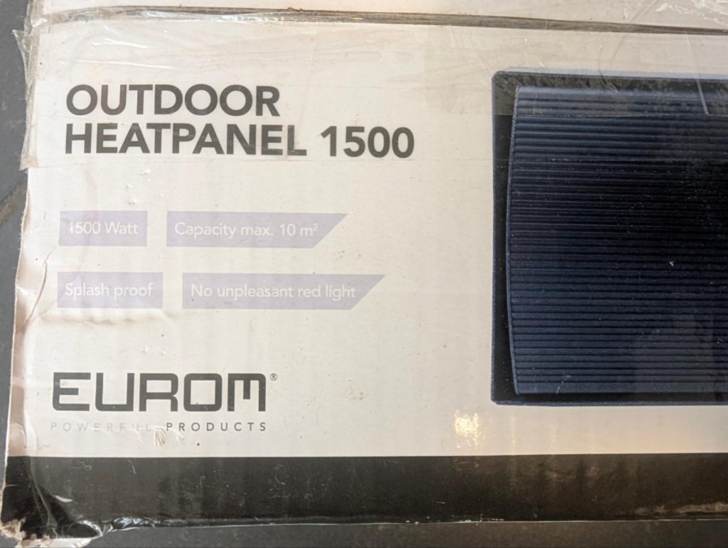 Eurom Outdoor Heatpanel 1500W - Nieuw in doos, Tuin en Terras, Terrasverwarmers, Nieuw, Waterbestendig, Wand, Ophalen