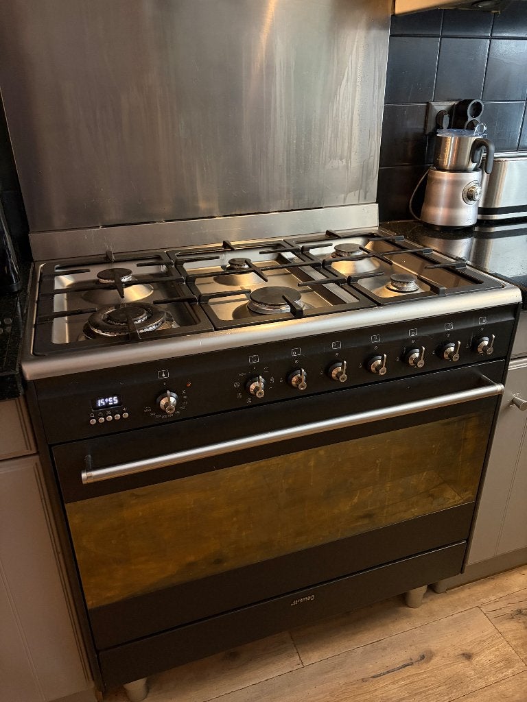 smeg gas-electric oven 90cm, Ophalen, Gebruikt, Smeg, Hete lucht