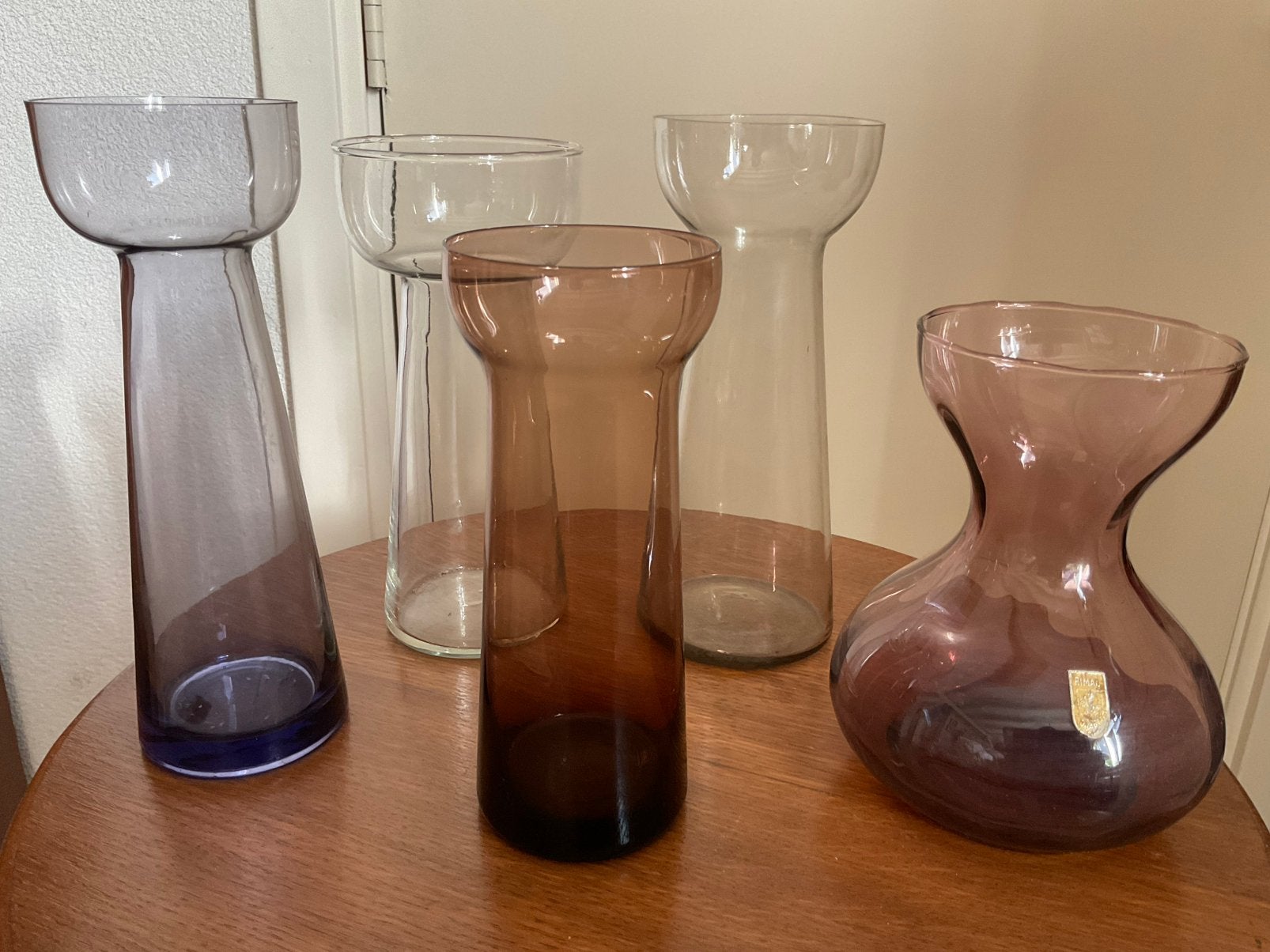 Set van 5 Hyacintglazen in diverse kleuren en maten, Antiek en Kunst, Ophalen of Verzenden