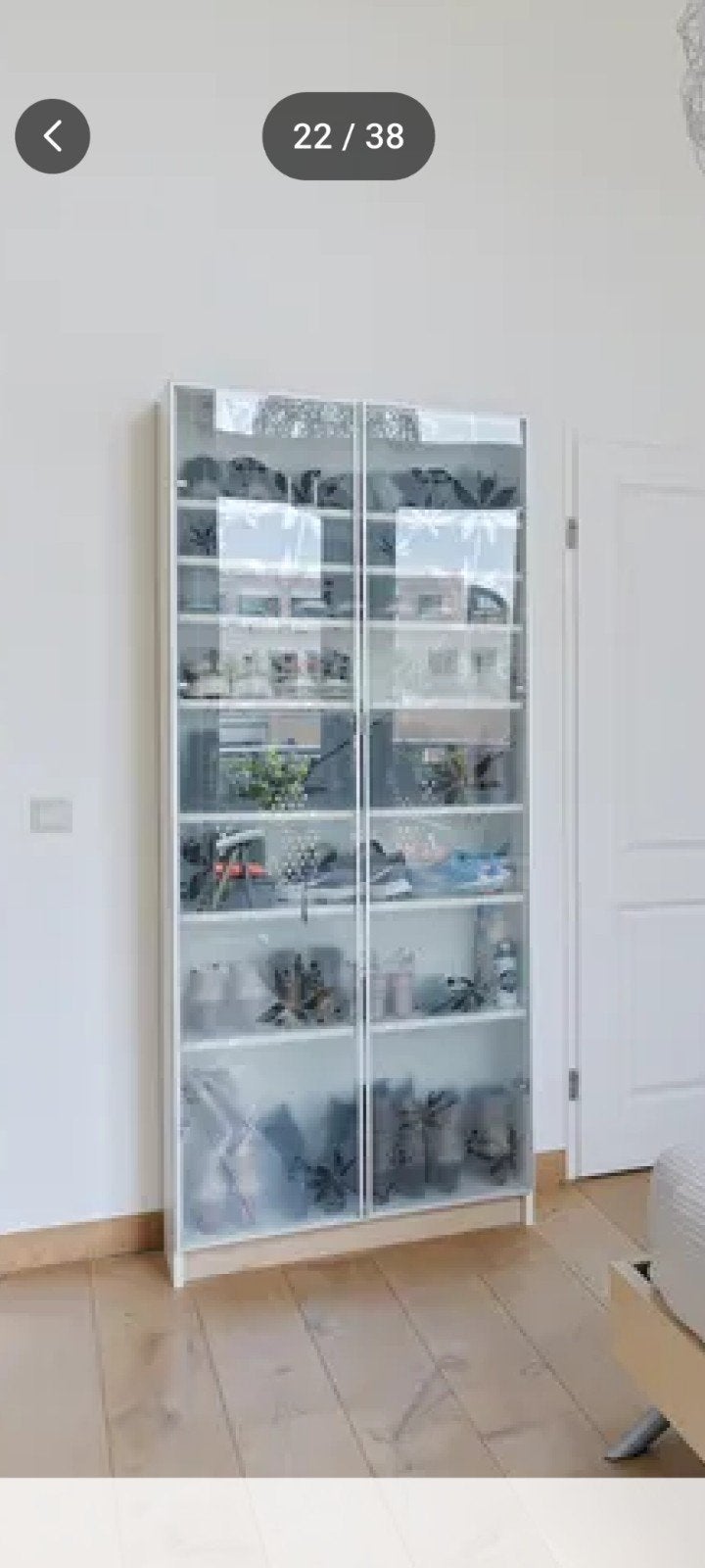 Glazen deuren van Ikea Billy kast met bloemmotief, Huis en Inrichting, Ophalen, Minder dan 50 cm, Gebruikt, 200 cm of meer