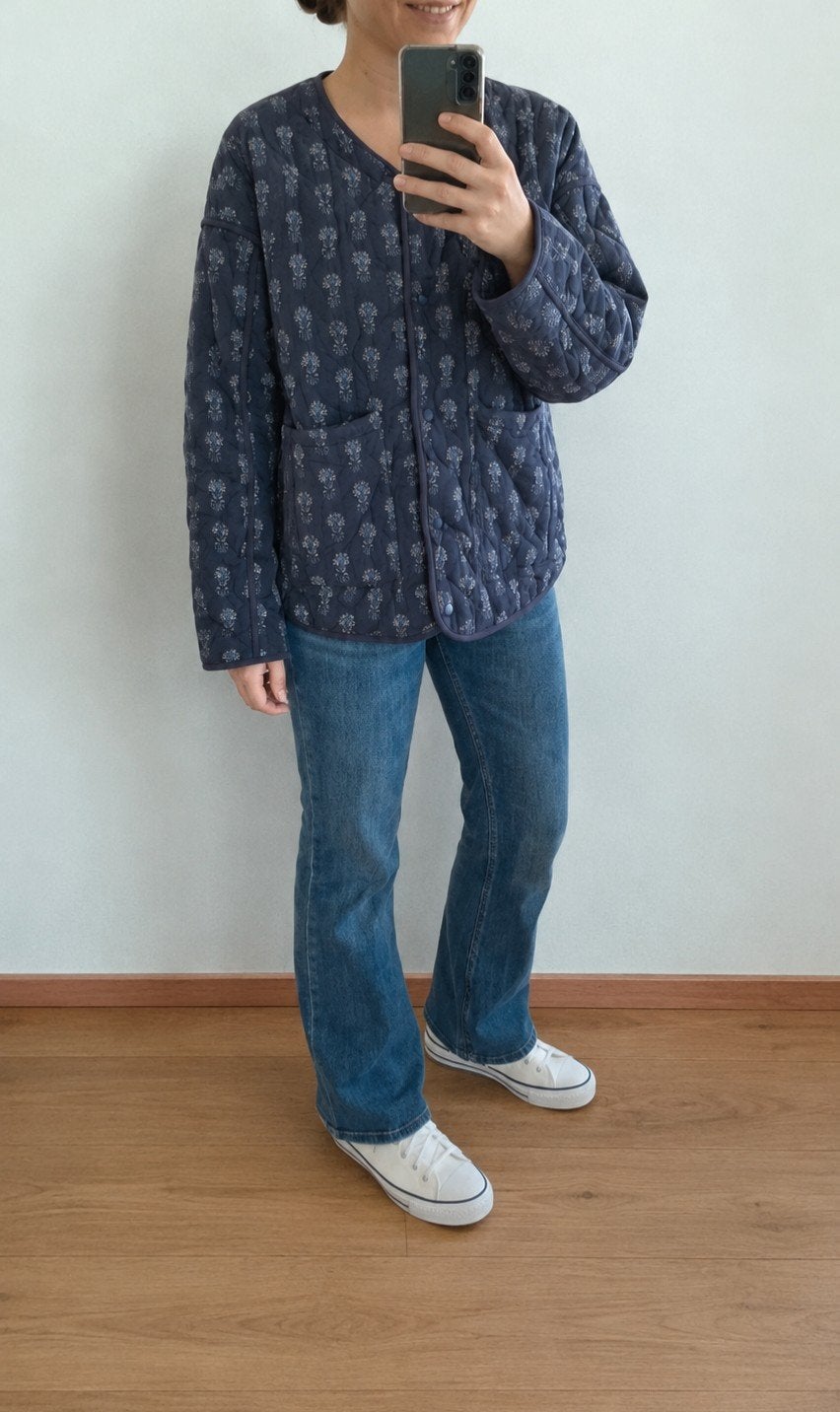 Leuk donkerblauw quilted jas van Pull&Bear maat M, Maat 38/40 (M), Blauw, Ophalen of Verzenden, Zo goed als nieuw