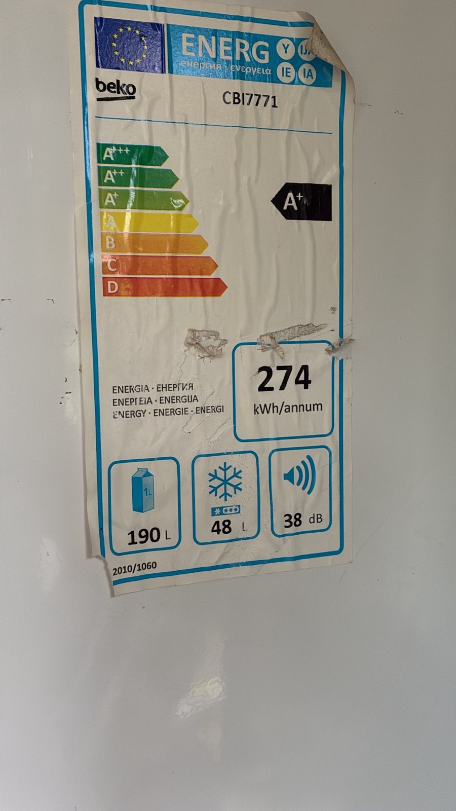 Beko CBI7771 Koelvriescombinatie A+, Witgoed en Apparatuur, Ophalen, Gebruikt, 200 liter of meer, 60 cm of meer
