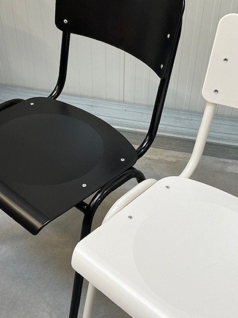 Retro eetkamerstoelen nieuw schoolstoelen zwart wit prijs ps, Kunststof, Overige kleuren, ., Vintage
