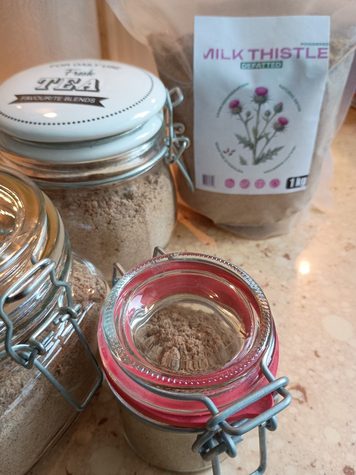 Mariadistel poeder 50 of 200g beugel potje, Ophalen of Verzenden, Nieuw, Poeder of Drank