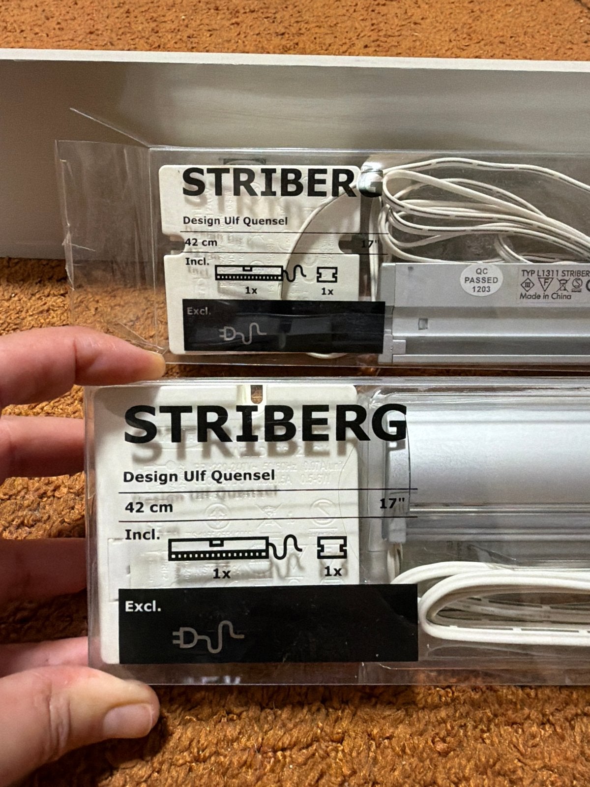 IKEA Striberg LED-verlichting (2 stuks), Wit, Nieuw, Metaal, Met schakelaar