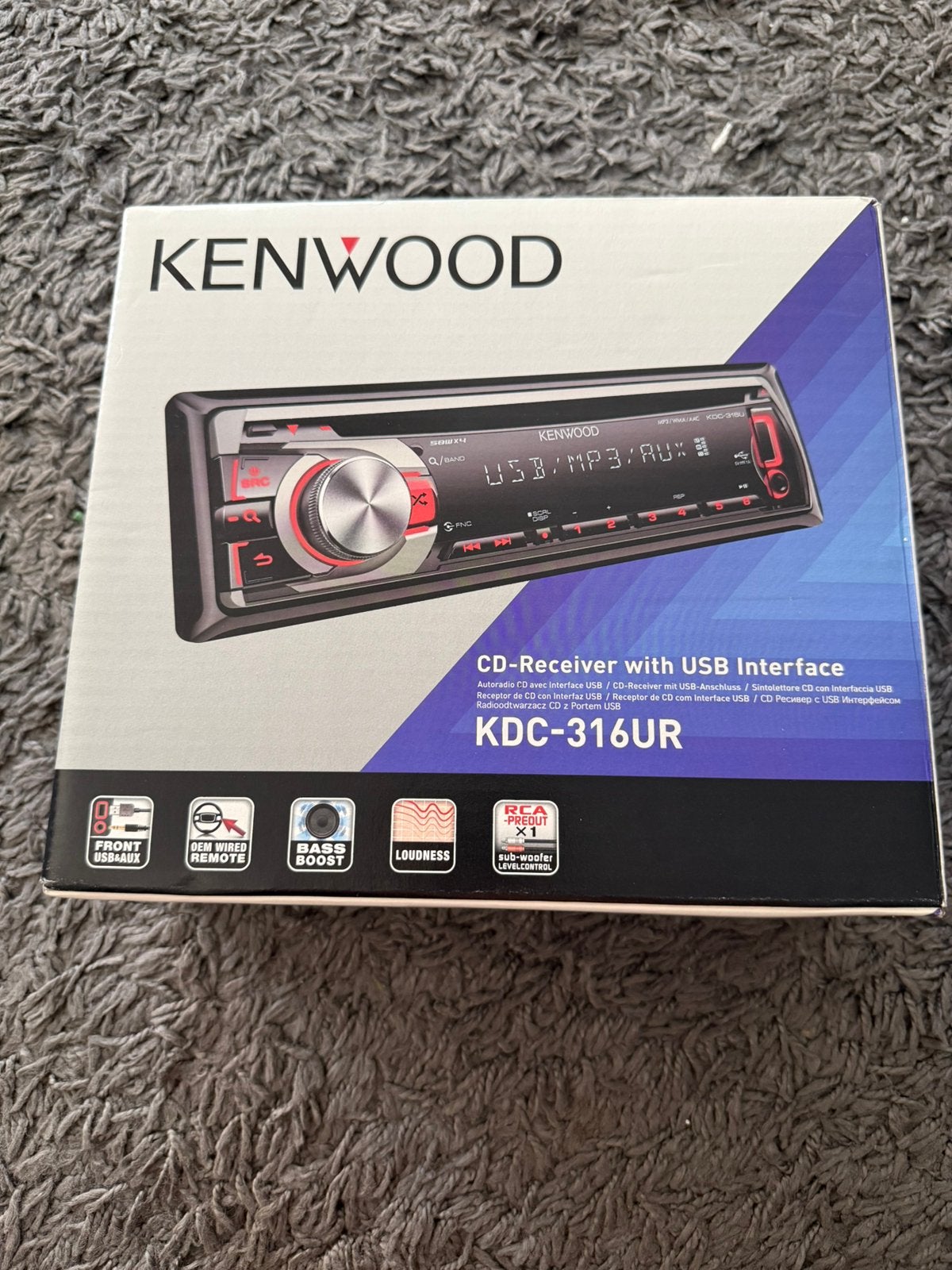 Kenwood KDC-316UR CD-Receiver | USB/CD | in doos+bekabeling, Ophalen, Zo goed als nieuw