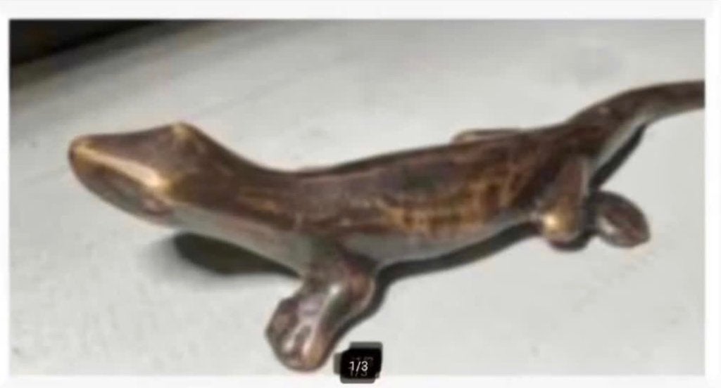 Koperen brocante salamander, 17 cm, Ophalen of Verzenden