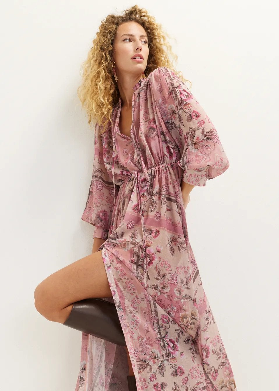 Cotton Club Maxi Jurk Roze Bloemenprint Maat L, Maat 42/44 (L), Nieuw, Ophalen of Verzenden, Roze