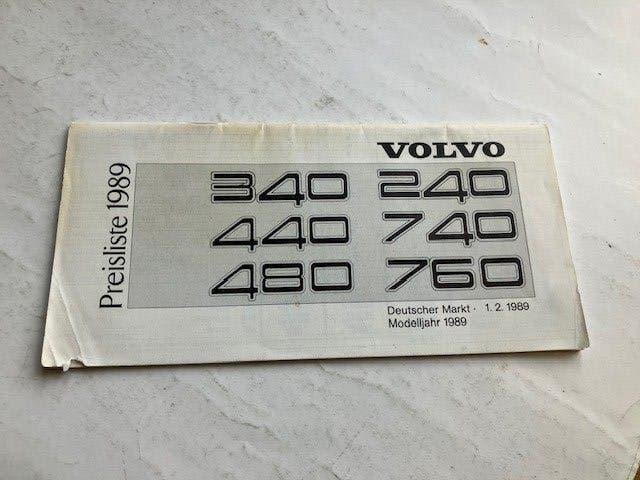 Volvo Prijslijst 1989 - 240, 340, 440, 480, 740, 760, Gelezen, Volvo, Volvo, Ophalen of Verzenden