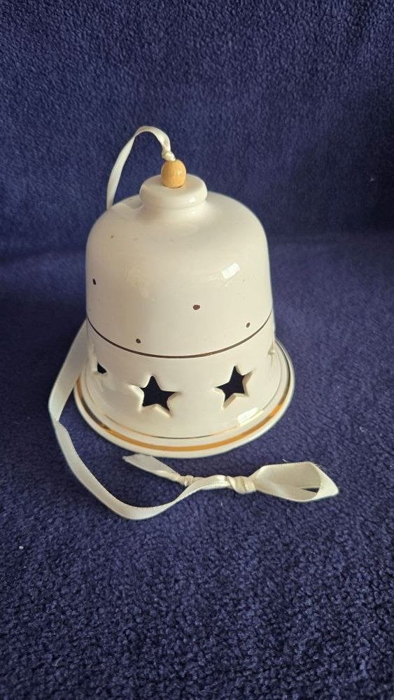 Wit kerstklokje met wit koord, Ophalen of Verzenden