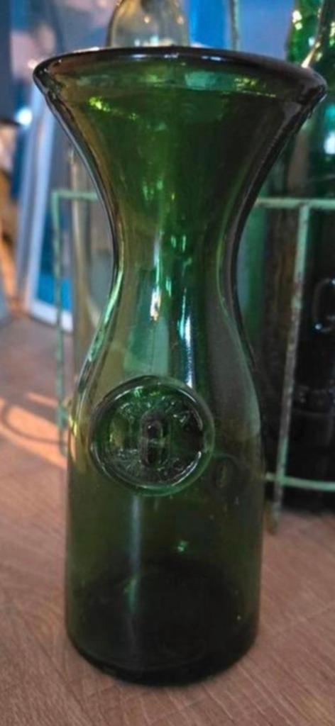 Prachtige antieke Groen glazen 1/2 liter karaf Rome Italië, Ophalen of Verzenden