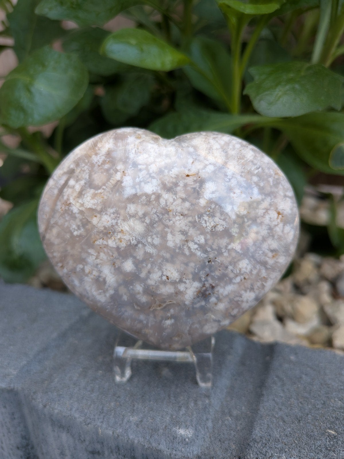 Bloem Agaat Hart met Standaard – 216 gram – 7,3 cm, Verzamelen, Ophalen of Verzenden, Mineraal