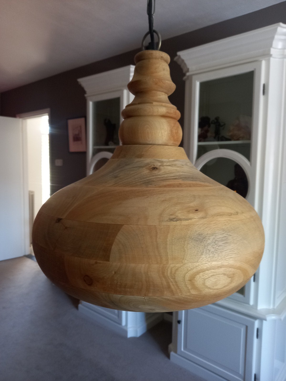 hanglamp - Uniek design, Ophalen, Zo goed als nieuw, Hout, E27 (groot)