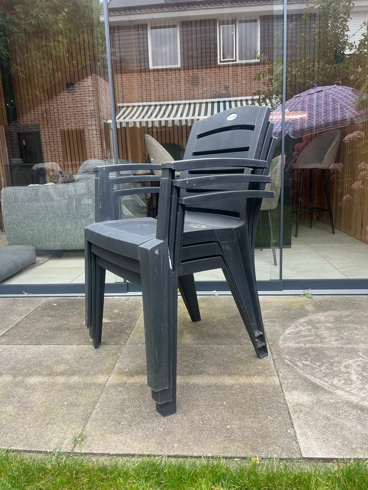Stapelbare tuinstoelen (3 stuks) hartman kleur blauw, Ophalen, Gebruikt, Kunststof, Stapelbaar