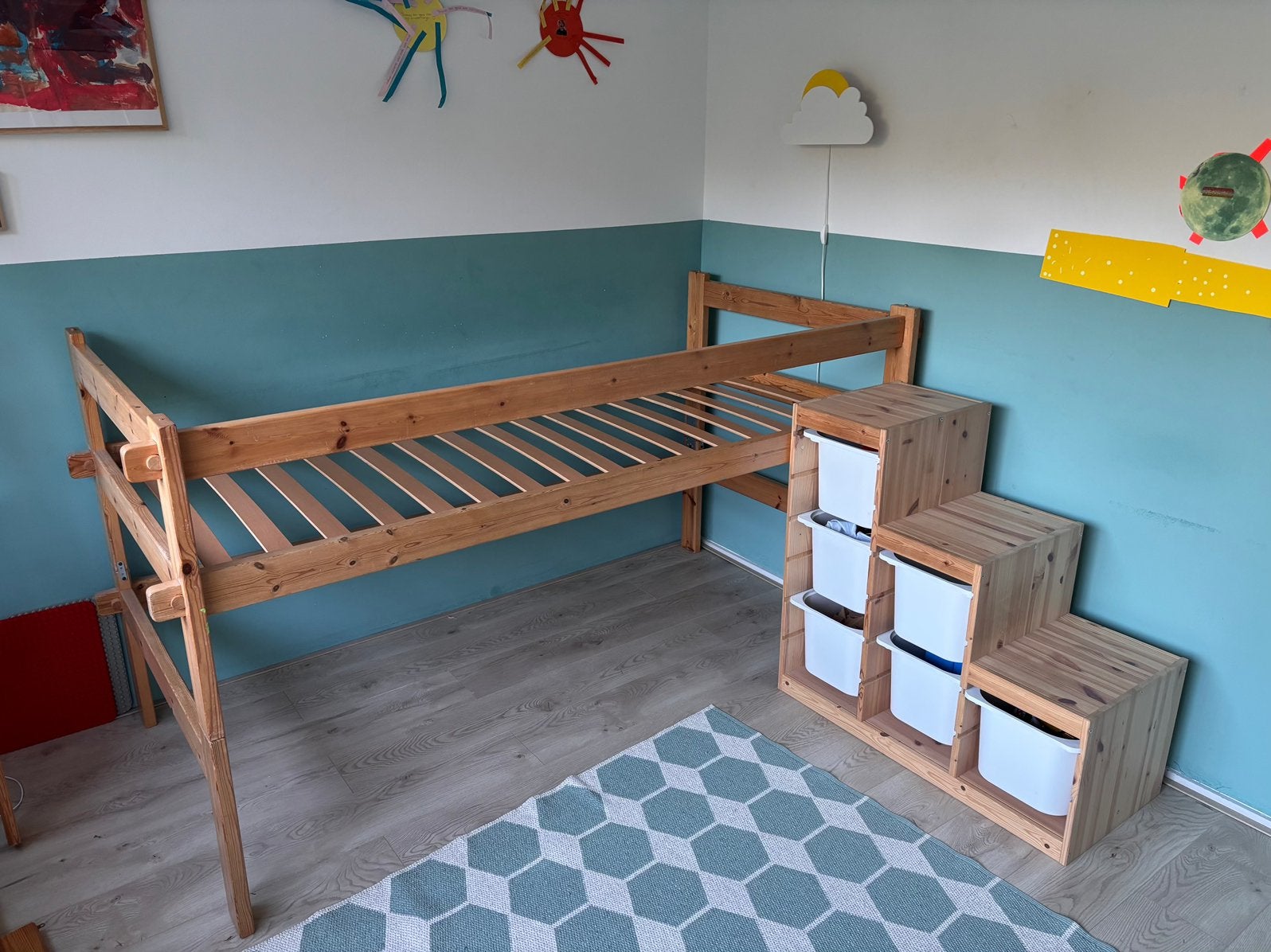 Flexa half-hoogslaper massief hout, Kinderen en Baby's, Ophalen, Gebruikt, Halfhoogslaper