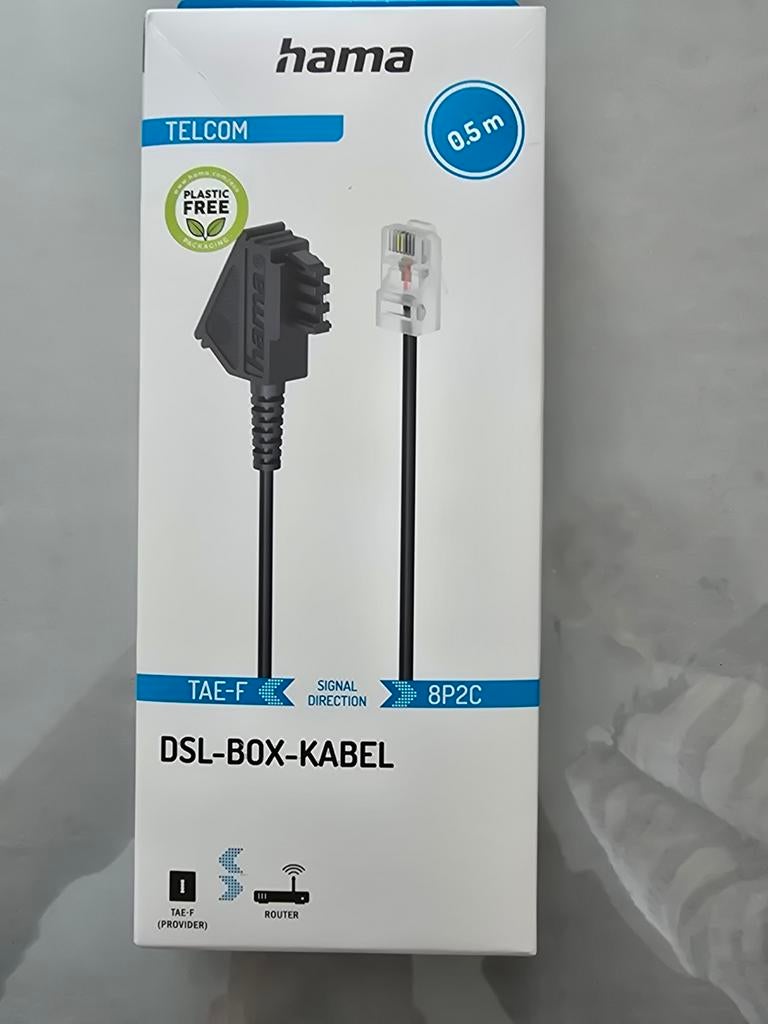 Hama DSL-Box-Kabel TAE-F naar 8P2C - 0.5m, Ophalen of Verzenden, Nieuw, Toebehoren