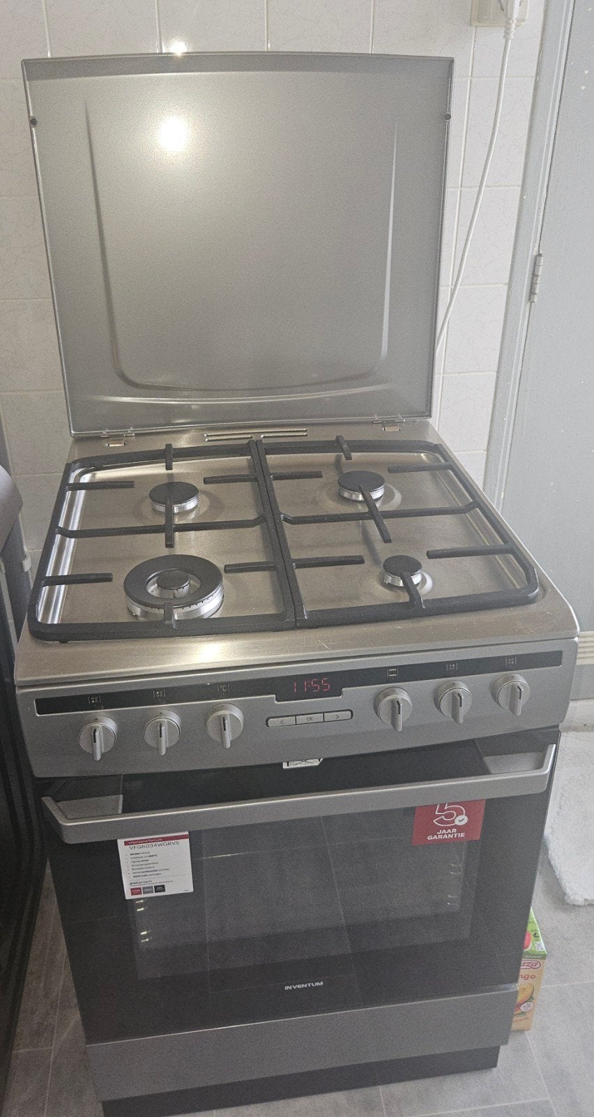 NIEUW Inventum gas-elektrisch fornuis + aansluiting, Witgoed en Apparatuur, Fornuizen, Ophalen, Nieuw, 4 kookzones, Vrijstaand