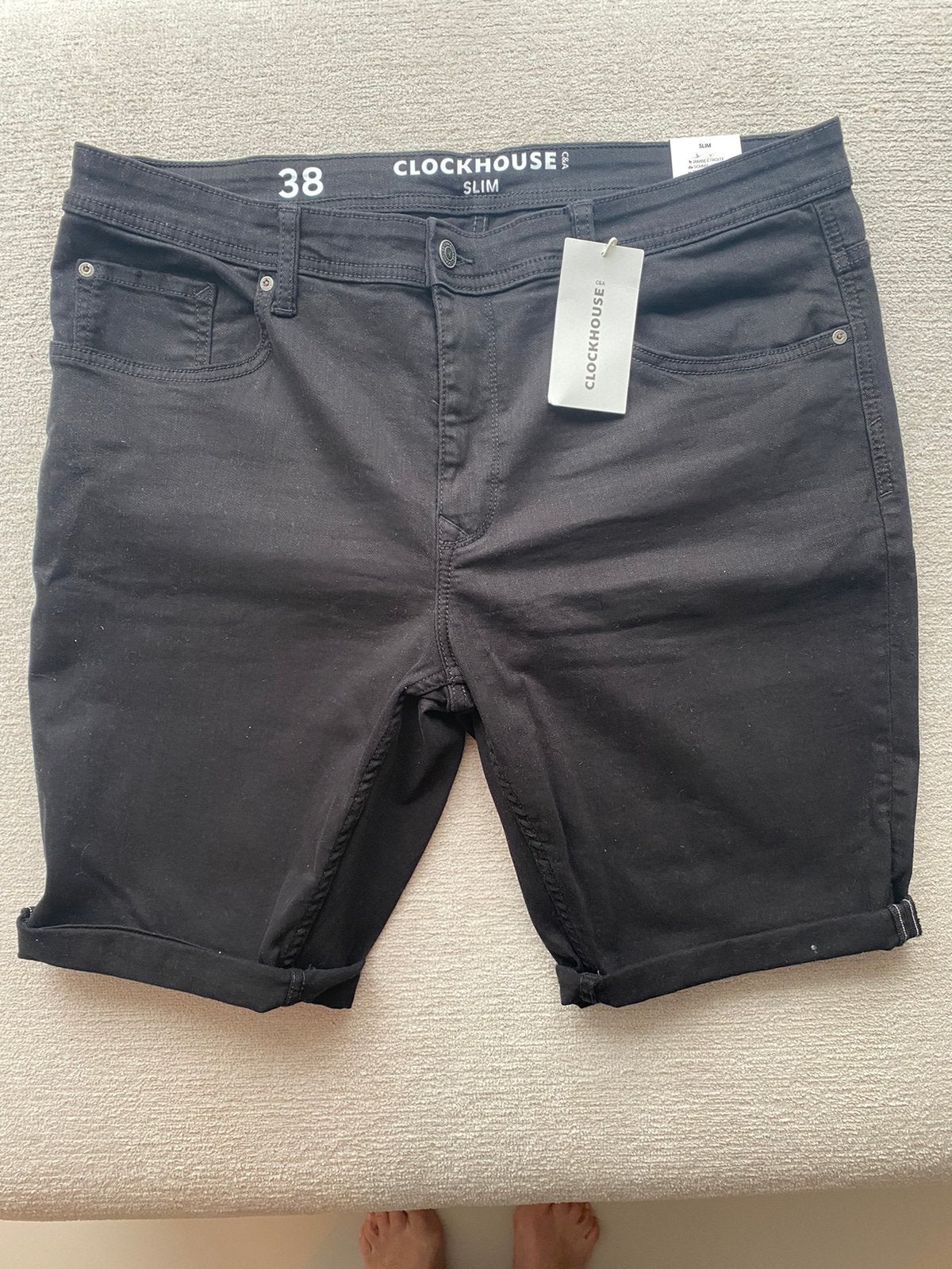 Nieuwe zwarte denim korte herenbroek C&A!, Ophalen of Verzenden, Nieuw, Zwart, W36 - W38 (confectie 52/54)