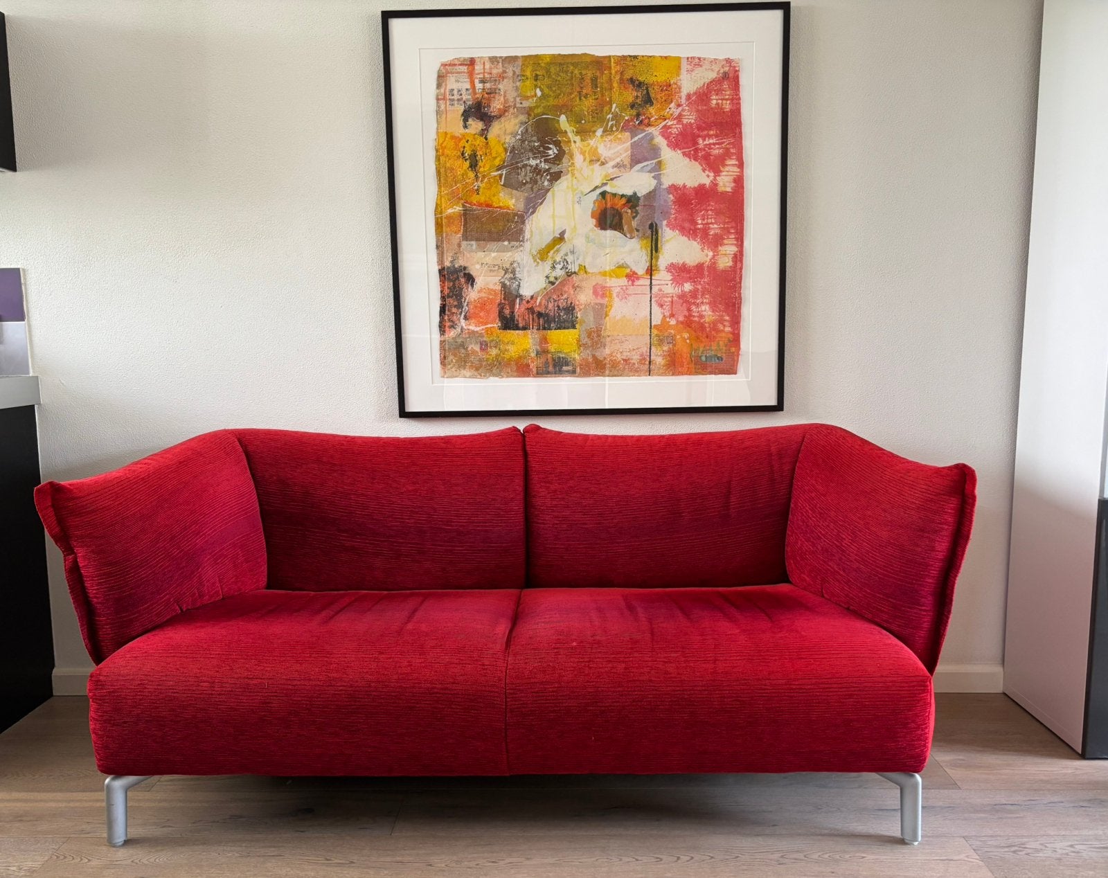 Tweepersoons bank Rolf Benz  rood, Ophalen, Gebruikt, 150 tot 200 cm, Tweepersoons