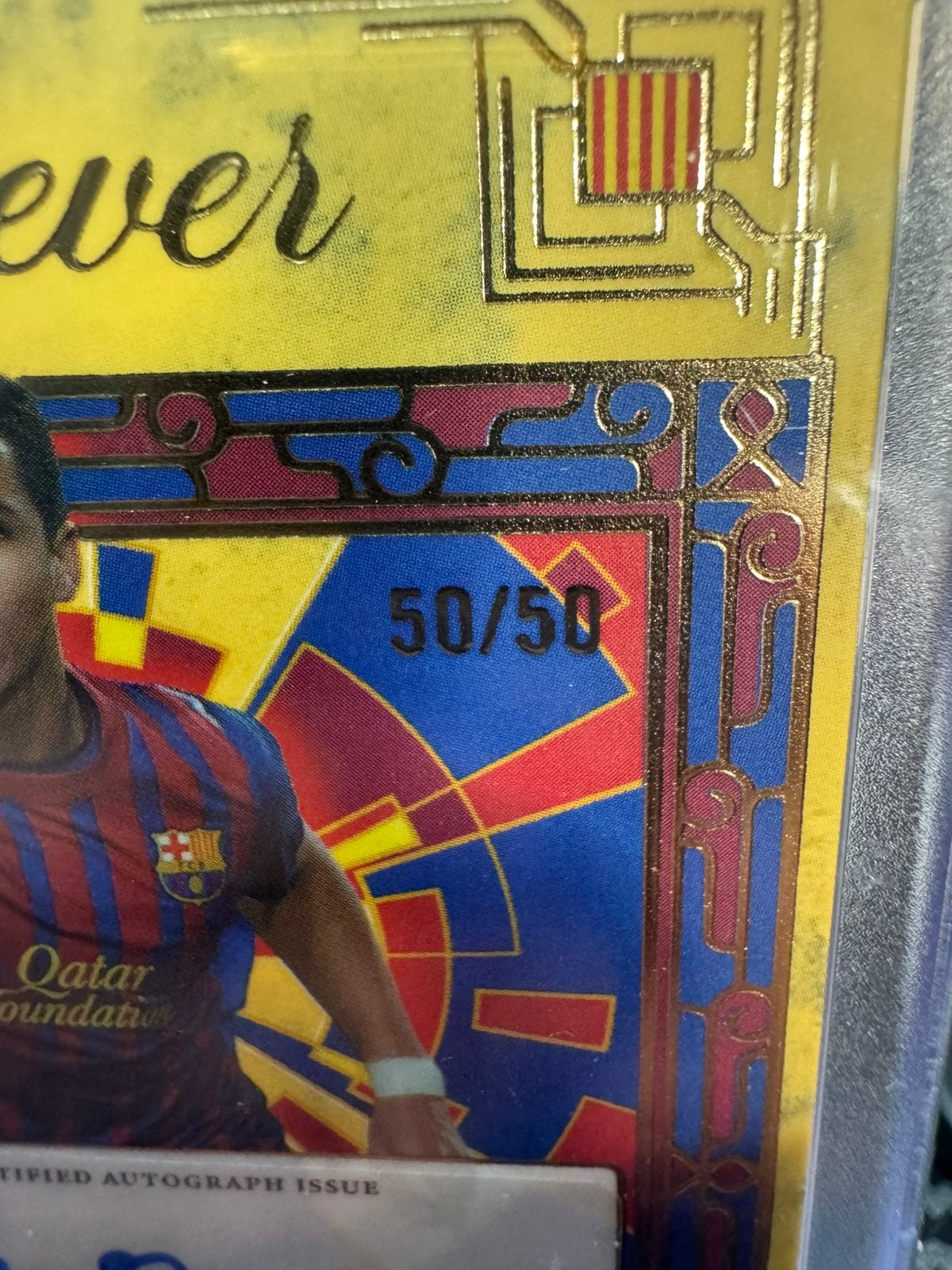 Alexis Sanchez Auto Gold /50 50/50 Topps Barcelona, Ophalen of Verzenden, Zo goed als nieuw, Plaatje