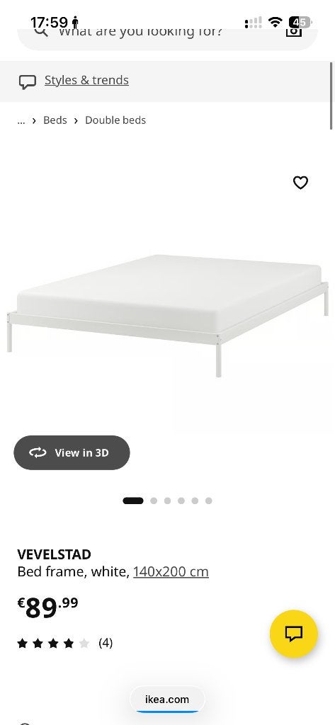IKEA Bed Frame + Mattress, Huis en Inrichting, Slaapkamer | Bedden, Ophalen, Wit, Tweepersoons, 140 cm