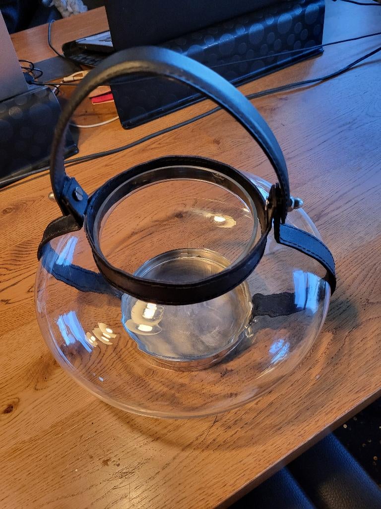 2 windlichten zwart glas, Overige materialen, Zwart, Ophalen of Verzenden, Zo goed als nieuw