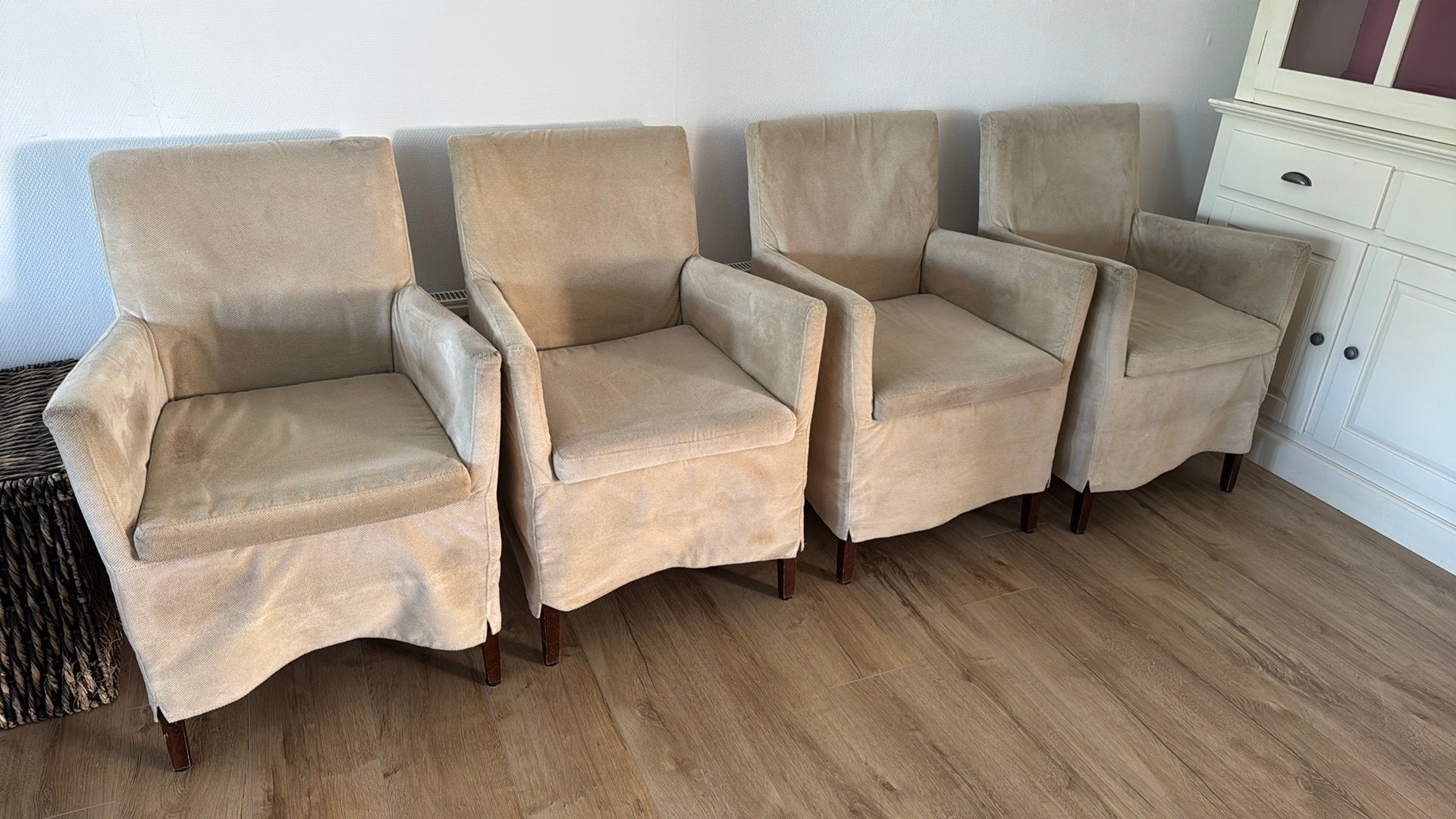 4 eetkamer stoelen fauteuil model, Ophalen, Gebruikt, Wit, Vier