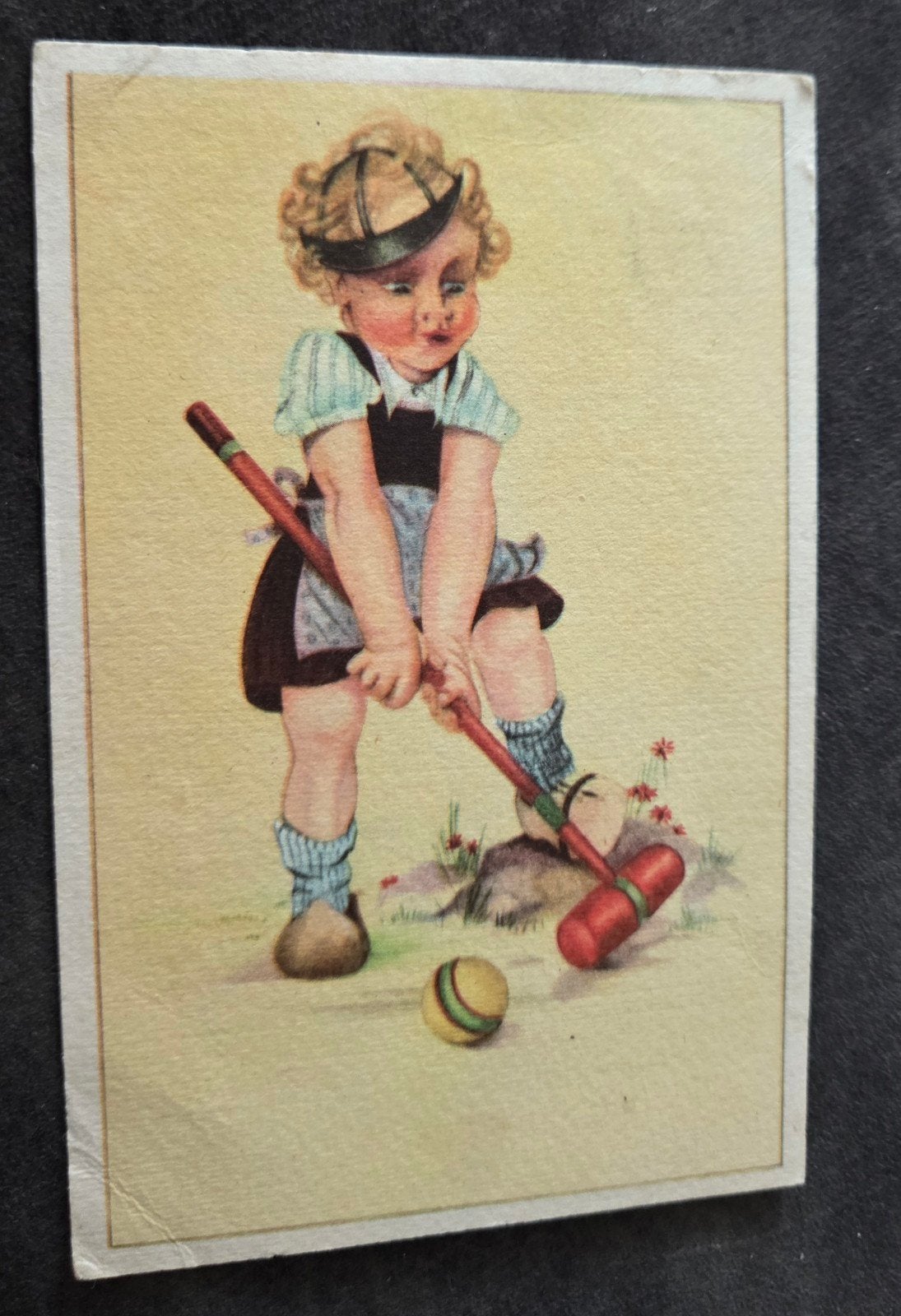Kind speelt croquet, Verzenden, 1940 tot 1960, Gelopen, Kinderen