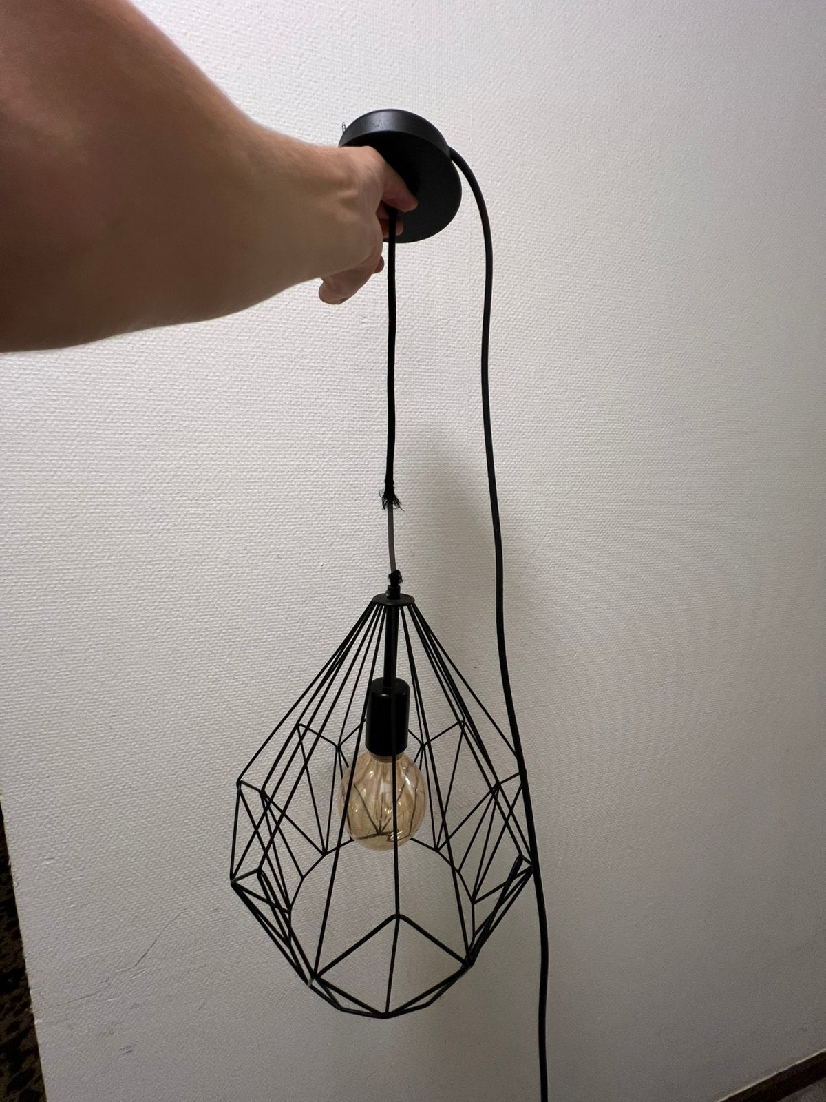 Zwarte industriële hanglamp draadstaal, meerdere beschikbaar, Ophalen, Gebruikt