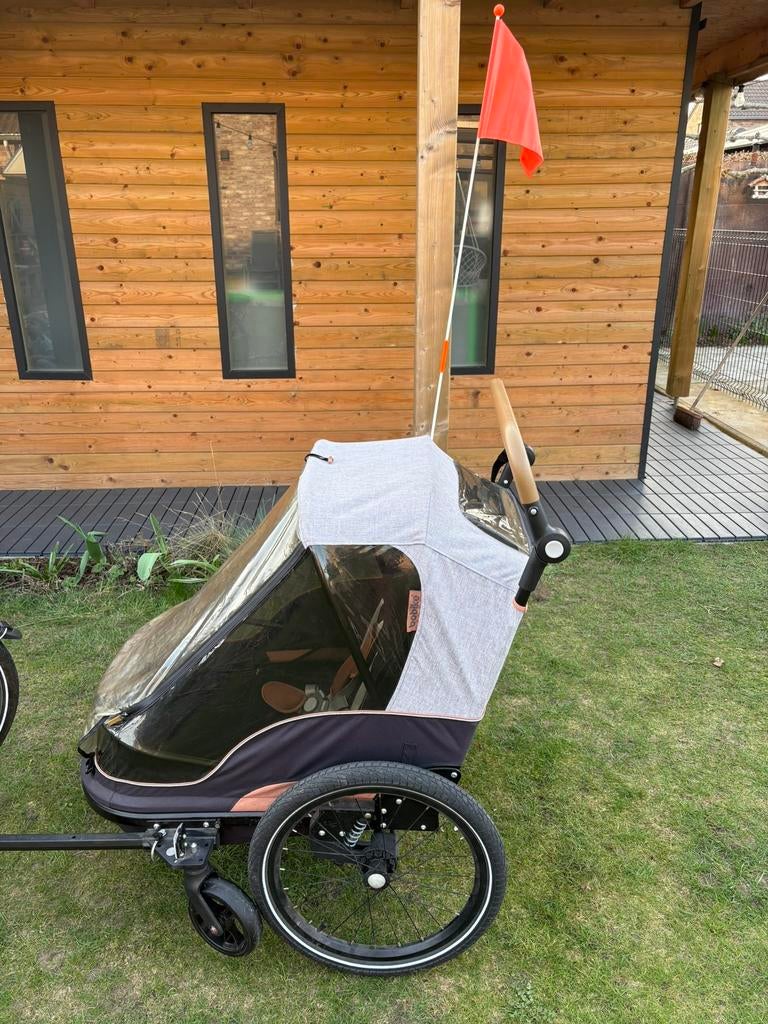 BoBike 2-in-1 fietskar en wandelwagen - zwart/bruin, Fietsen en Brommers, Fietsaccessoires | Aanhangers en Karren, Ophalen, Opvouwbaar