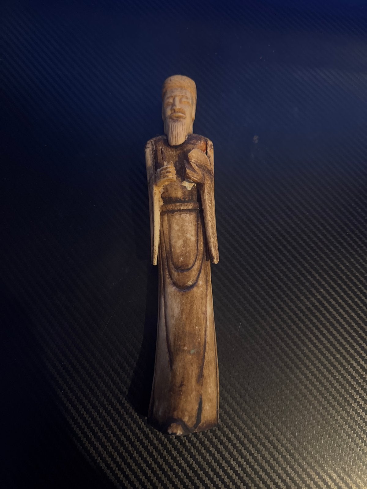 Oude Chinese Wijze Man Beeldje - beensnijwerk, Antiek en Kunst, Ophalen of Verzenden, Handgemaakt, 20 - 50 cm, Beeld