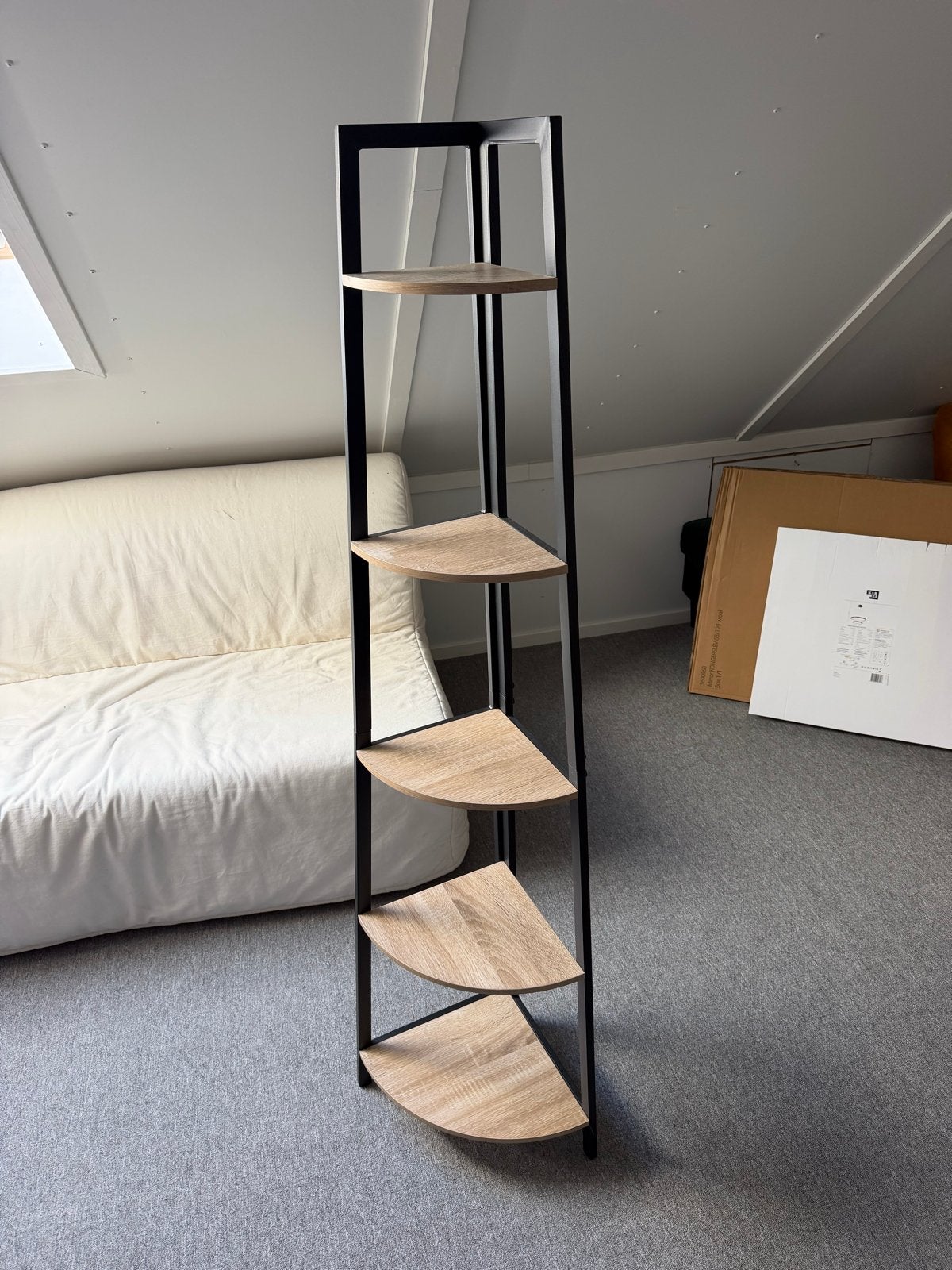Stijlvolle Hoekrek met 5 Planken - Zwart Metaal & Hout, Ophalen, Zo goed als nieuw