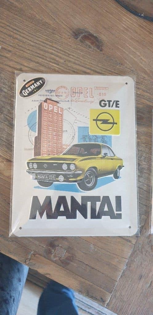 nostalgic art metal metaal opel manta sign nieuw 15 x 20, Ophalen of Verzenden, Nieuw, Overige typen