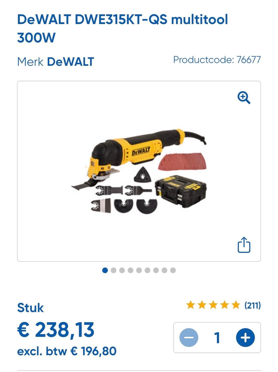 DeWALT DWE315KT-QS Multitool 300W met accessoires, Ophalen of Verzenden, Zo goed als nieuw, Multitool, DeWalt