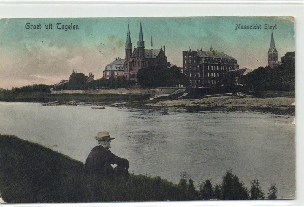 x3115 tegelen maaszicht steyl ingekleurd, Verzamelen, Ansichtkaarten | Nederland, Verzenden, Voor 1920, Noord-Brabant