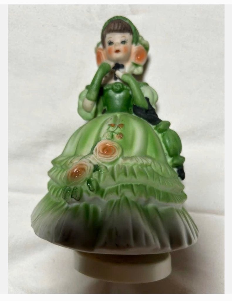 Porselein “victoriaanse dame” met muziekdoos 19 cm, Ophalen of Verzenden, Zo goed als nieuw, Mens